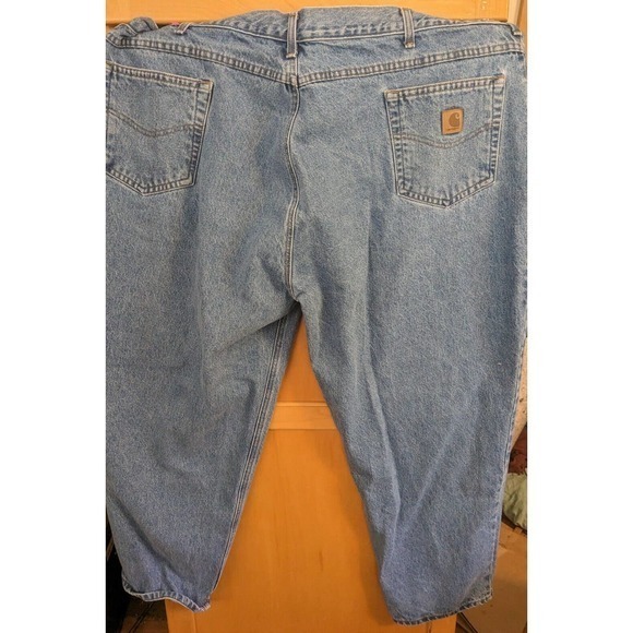 Carhartt Mens Sz 50X30 Medium Blue Cotton Tapered Leg‎ Jeans, B17STW - Picture 2 of 7